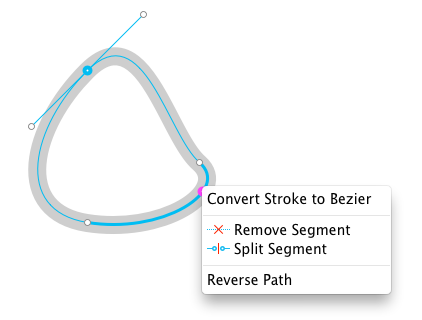 Contextual menu for segment