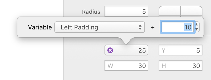 Popover for Editing Offset of Variable