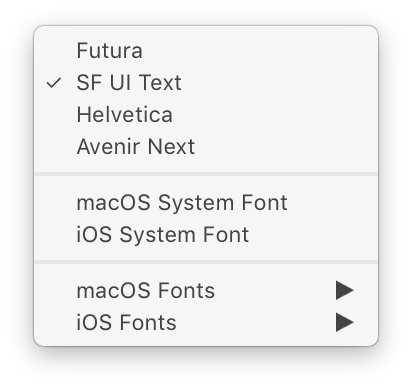 Menu for Fonts